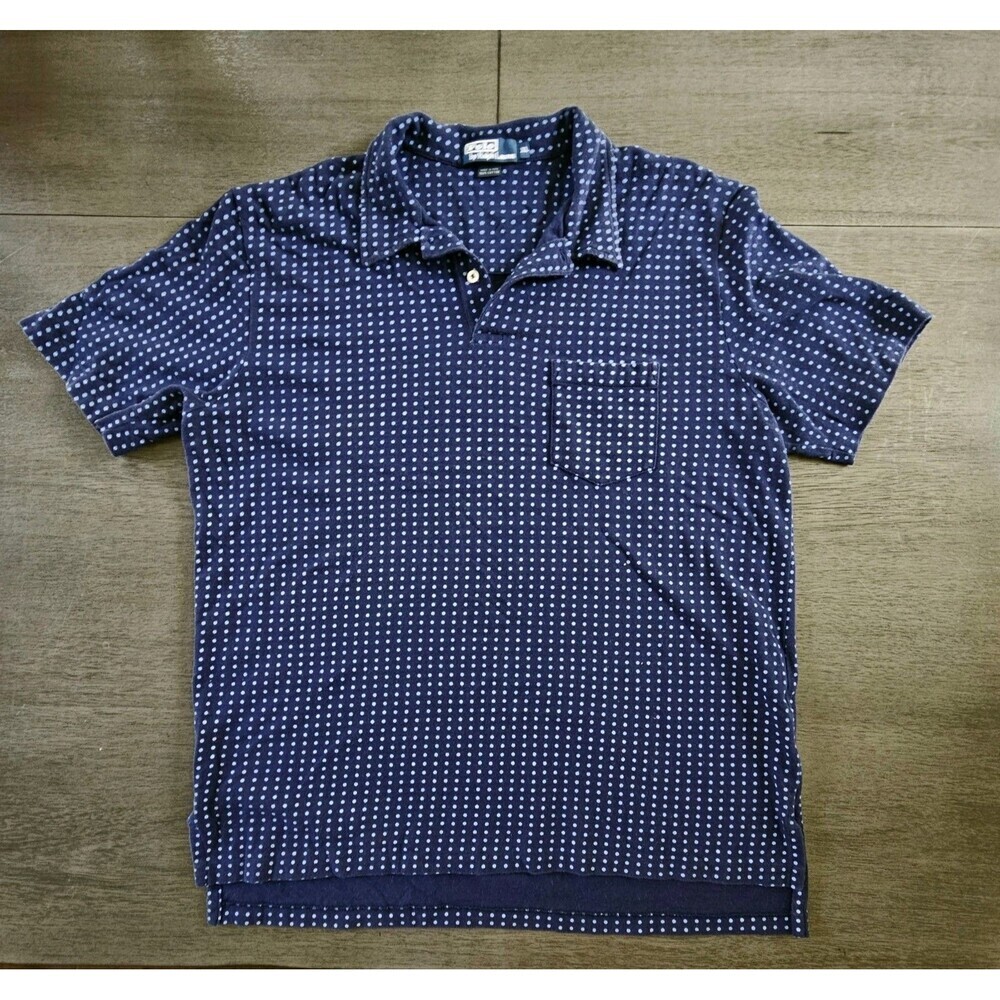 Polo Ralph Lauren Shirt Mens XL Blue Polka Dot  Preppy Golf Tennis Front Pocket